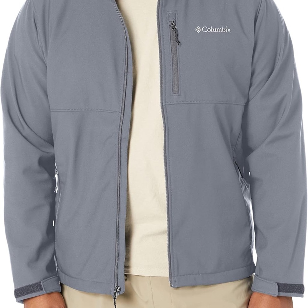 For sale is a Columbia Men’s Softshell Jacket in gray, size Medium